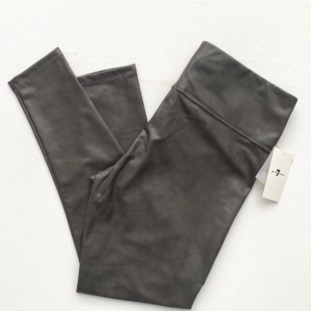 7 For All Mankind Plus Size Faux Leather Leggings Grey
